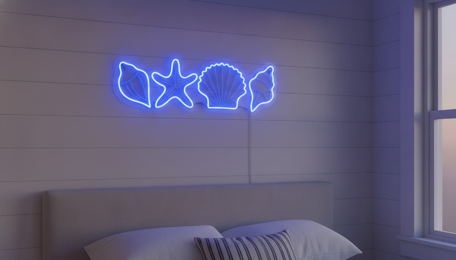 Studyo Yora Deniz Kabuğu Figürlü LED Neon Duvar Tablosu