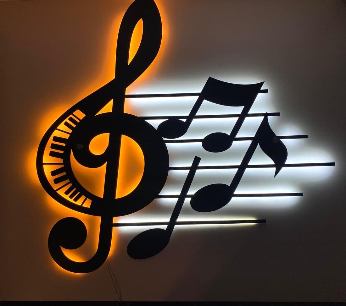 Müzik Notası LED Işıklı Tablo 3mm