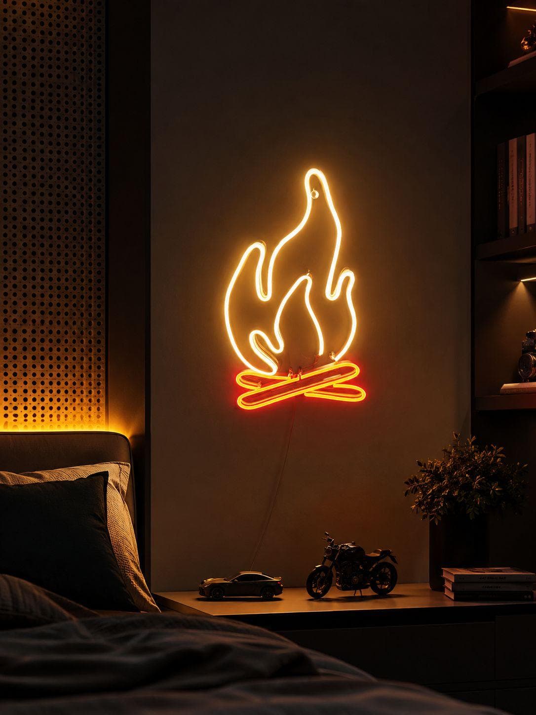 Studyo Yora Alev (Ateş) Figürlü LED Neon Duvar Tablosu