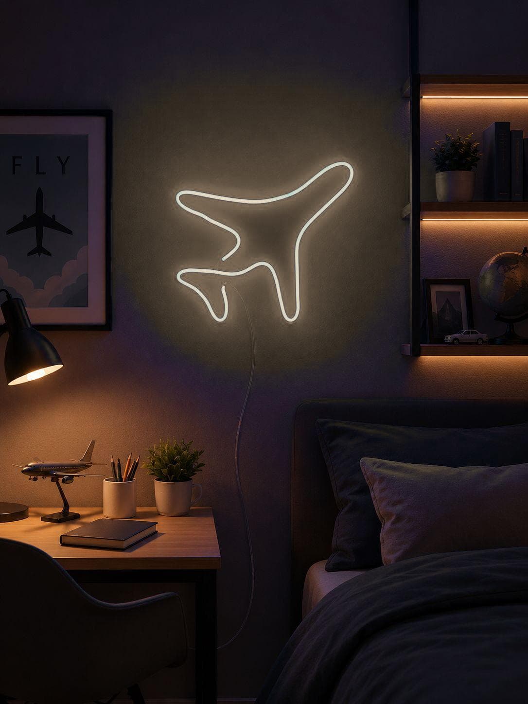 Studyo Yora Uçak Figürlü LED Neon Duvar Tablosu
