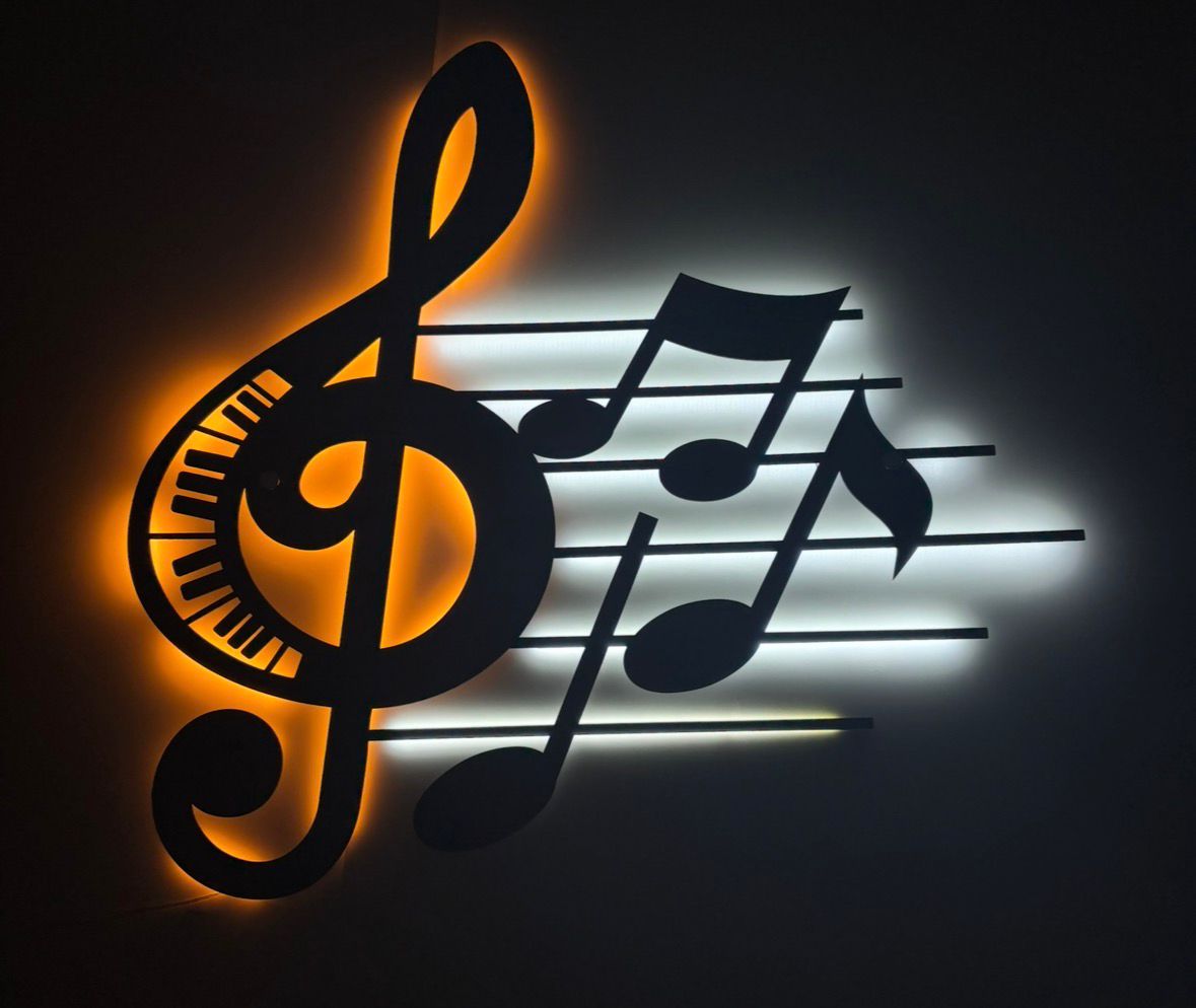 Müzik Notası LED Duvar Dekorasyon - Sol Anahtarı